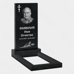 Памятник на могилу (10-100) «С православным крестом и цветочным орнаментом» 10-100