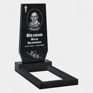 Памятник на могилу (10-101) «Усеченный ромб с православным крестом и цветами» 10-101