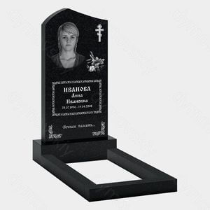 Памятник на могилу (10-122) «Простая резка с крестом и цветочным орнаментом» 10-122