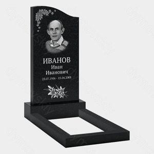 Памятник на могилу (10-134) «С плавной волной и цветочным орнаментом» 10-134