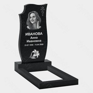 Памятник на могилу (10-143) «Изогнутая вертикальная стела с крестом и цветком» 10-143