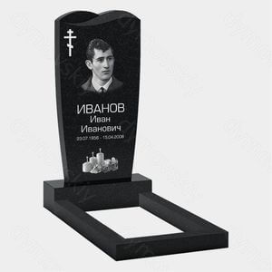Памятник на могилу (10-151) «Волнистый со свечами и православным крестом» 10-151