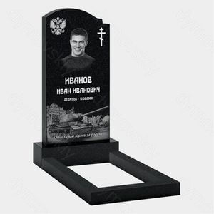 Памятник на могилу (10-165) «С крестом, гербом и военным барельефом» 10-165