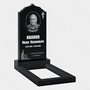 Памятник на могилу (10-221) «С овальной рамкой и православным крестом» 10-221