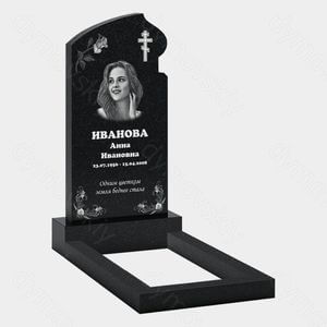 Памятник на могилу (10-244) «С крестом и цветочным орнаментом» 10-244