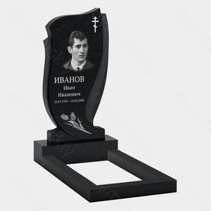 Памятник на могилу (10-284) «Волнообразная стела с крестом и ветвью» 10-284