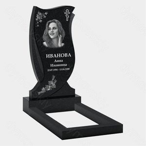Памятник на могилу (10-285) «Волнистая стела с крестом и цветочным декором 10-285