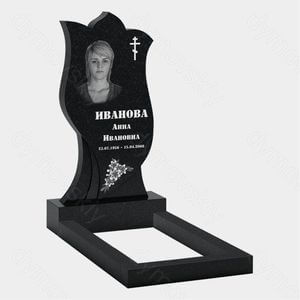 Памятник на могилу (10-288) «Фигурная стела-лепесток с крестом и цветочным мотивом» 10-288