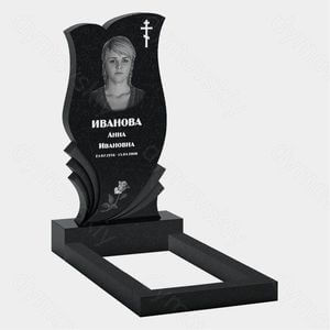 Памятник на могилу (10-289) «Волнистая стела с крестом и плавными линиями» 10-289