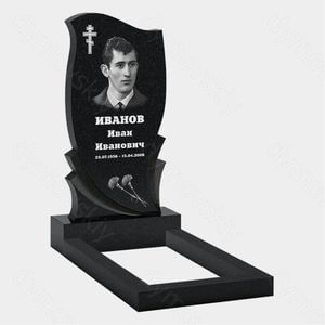 Памятник на могилу (10-290) «Вертикальный щит с крестом и плавными линиями» 10-290