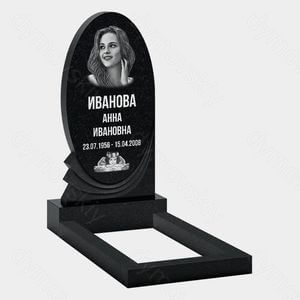 Памятник на могилу (10-310) «Овальная стела с ангелочком и плавными линиями» 10-310