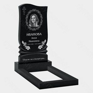 Памятник на могилу (10-318) «С щитом, ажурной рамкой и цветочным орнаментом» 10-318