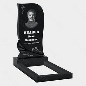 Памятник на могилу (10-325) «Волнообразная вертикальная стела с крестом и цветочным декором» 10-325