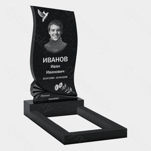 Памятник на могилу (10-327) «Изогнутая стела с веером и птицей» 10-327