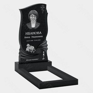 Памятник на могилу (10-328) «Изогнутая стела с драпировкой, крестом и цветами» 10-328