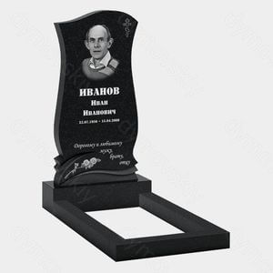 Памятник на могилу (10-333) «Волнообразная стела с крестом и цветочным рельефом» 10-333