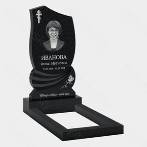Памятник на могилу (10-334) «Волнистая стела с цветком и резным веером» 10-334
