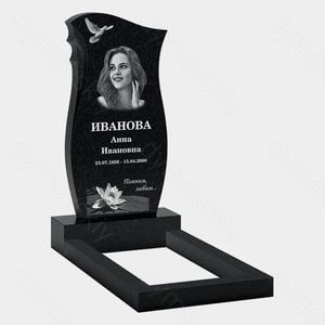 Памятник на могилу (10-340) «Волнообразная стела с птицей и цветком» 10-340