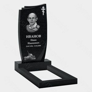 Памятник на могилу (10-349) «С крестом и военным рельефом» 10-349