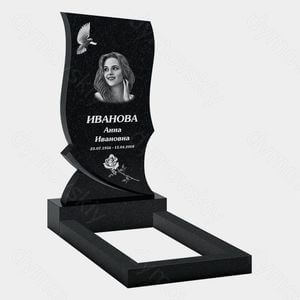Памятник на могилу (10-350) «Волнообразная стела с птицей и цветком» 10-350