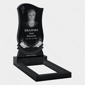Памятник на могилу (10-355) «Волнообразная стела с крестом и цветочным орнаментом» 10-355