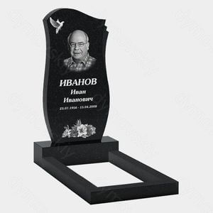 Памятник на могилу (10-357) «Волнистая вертикальная стела с птицей и цветами» 10-357