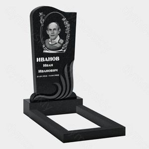 Памятник на могилу (10-374) «С крестом, овальной рамкой и растительным обрамлением» 10-374