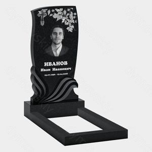 Памятник на могилу (10-378) «С крестом, листьями и волнообразным декором» 10-378