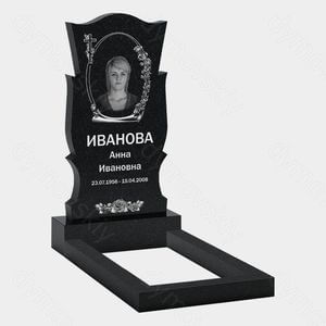 Памятник на могилу (10-391) «Волнообразная стела с крестом и цветочным орнаментом» 10-391