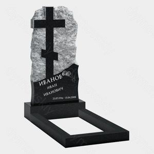 Памятник на могилу (10-423) «Необработанный камень с рваным краем и крестом» 10-423