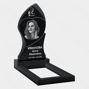 Памятник на могилу (10-433) «Волнистая стела с сердцем и ангелочком» 10-433