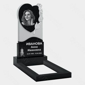Памятник на могилу (10-435) «Сердце с пламенем свечи и цветочным рельефом» 10-435