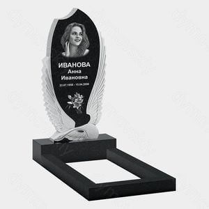 Памятник на могилу (10-454) «Печальный лебедь с крупными крыльями и цветком» 10-454