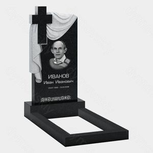 Памятник на могилу (10-464) «С крестом и рельефной драпировкой» 10-464