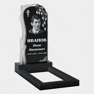 Памятник на могилу (10-471) «С крестом и резными листьями» 10-471