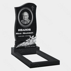 Памятник на могилу (10-483) «С плавной линией, крестом и рельефной ветвью» 10-483