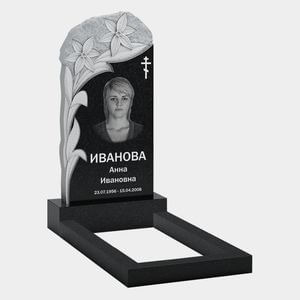 Памятник на могилу (10-487) «С камнем и резными цветами» 10-487
