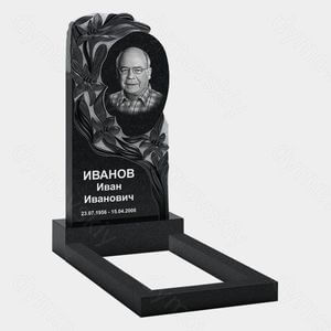 Памятник на могилу (10-490) «С овалом и рельефными лилиями» 10-490