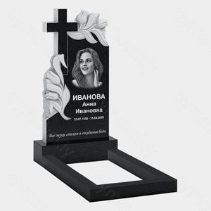 Памятник на могилу (10-494) «С крестом и резными цветами» 10-494