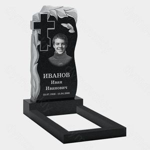 Памятник на могилу (10-503) «С пламенем, крестом и резными листьями» 10-503