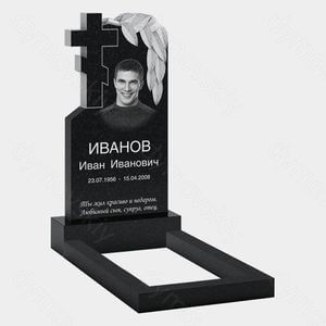 Памятник на могилу (10-504) «С крестом и резными листьями» 10-504