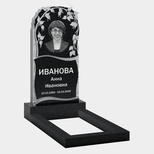 Памятник на могилу (10-507) «С резным растительным орнаментом и волнообразной линией» 10-507