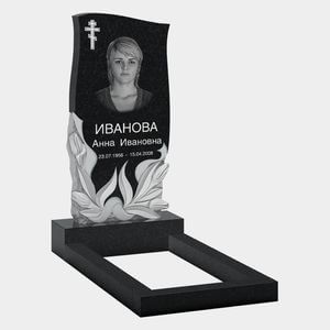 Памятник на могилу (10-509) «С крестом и рельефными листьями» 10-509