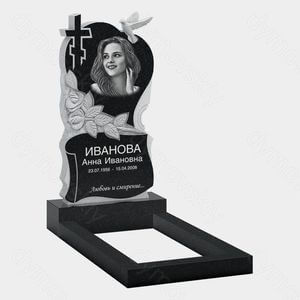 Памятник на могилу (10-515) «С лентой, птицей и рельефными листьями» 10-515