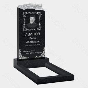 Памятник на могилу (10-527) «Природный камень с резной розой» 10-527