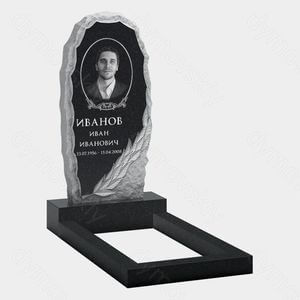 Памятник на могилу (10-536) «С природным камнем и рельефным листом» 10-536