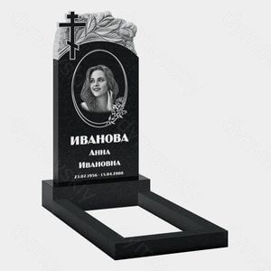 Памятник на могилу (10-548) «Со скалой, крестом и рельефными листьями» 10-548