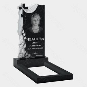 Памятник на могилу (10-549) «С крестом, драпировкой и розами» 10-549
