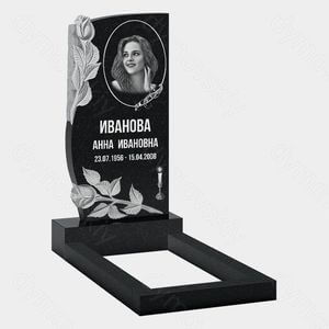 Памятник на могилу (10-556) «С рельефной розой и листьями» 10-556