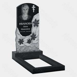 Памятник на могилу (10-559) «Корка с крестом и цветочным венком» 10-559